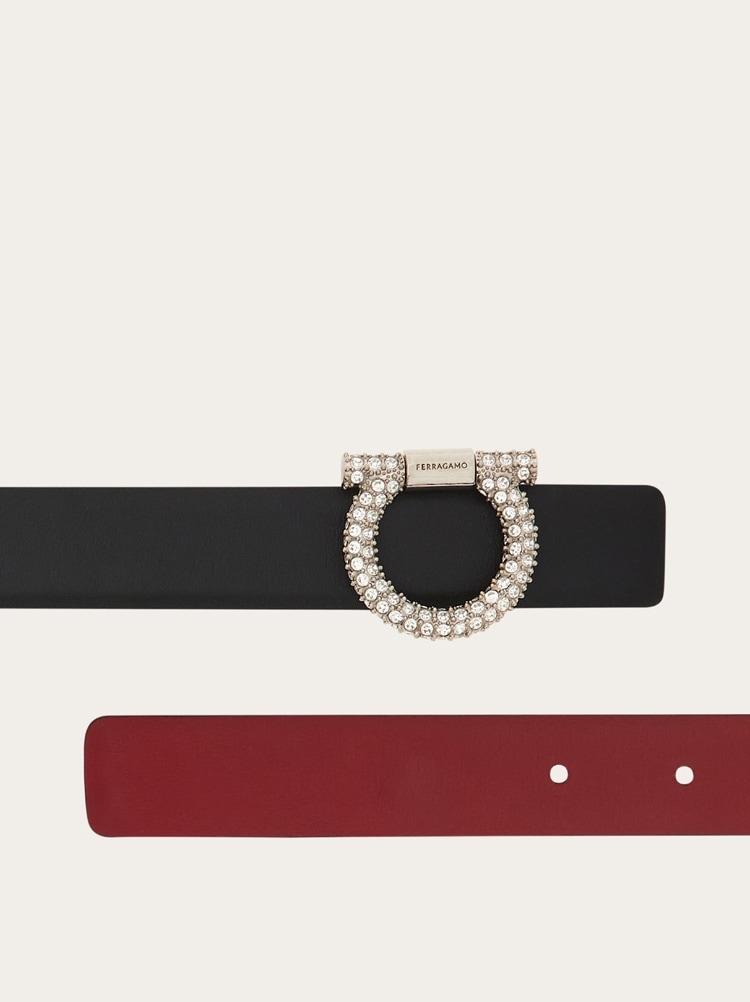 Reversible Gancini belt with crystals Gallery image 2