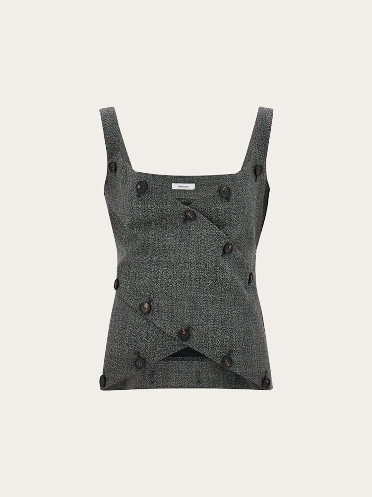 Top smanicato con bottoni Gallery image 1