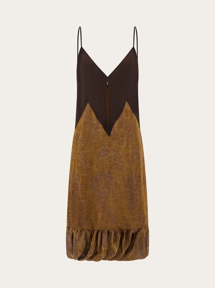 Satin and linen slip dress Gallery image 1