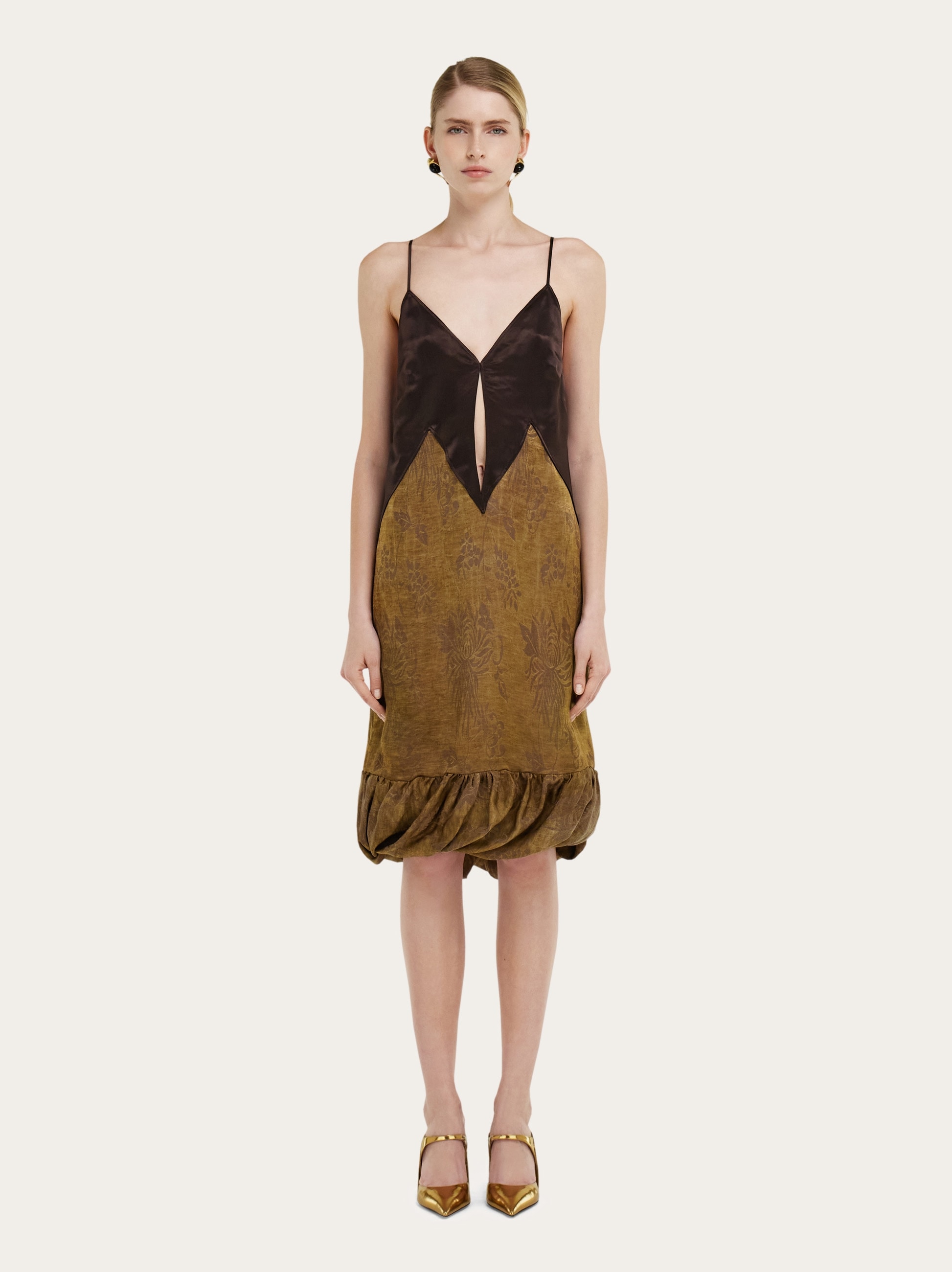 Satin and linen slip dress - Women
