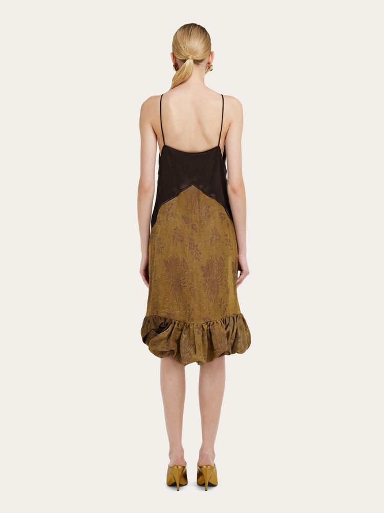 Satin and linen slip dress Gallery image 3