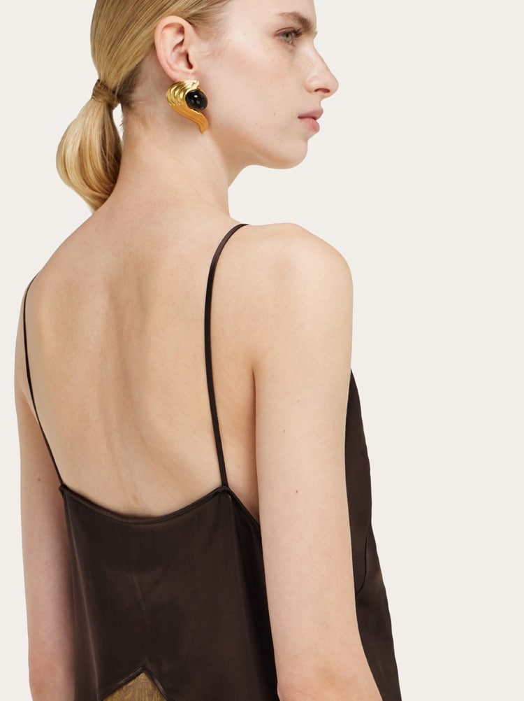 Satin and linen slip dress Gallery image 4
