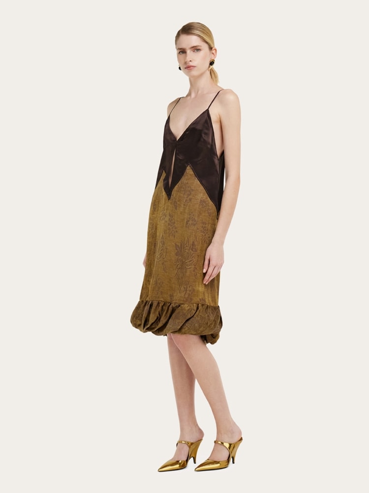 Satin and linen slip dress Gallery image 7