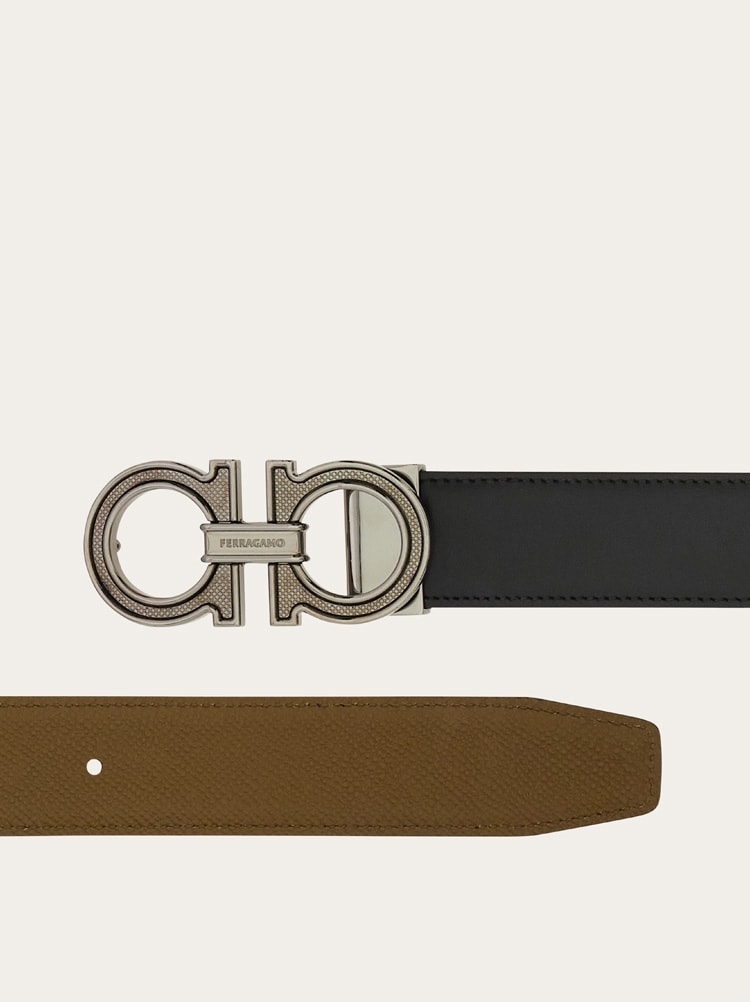 Reversible and adjustable Gancini belt Gallery image 2