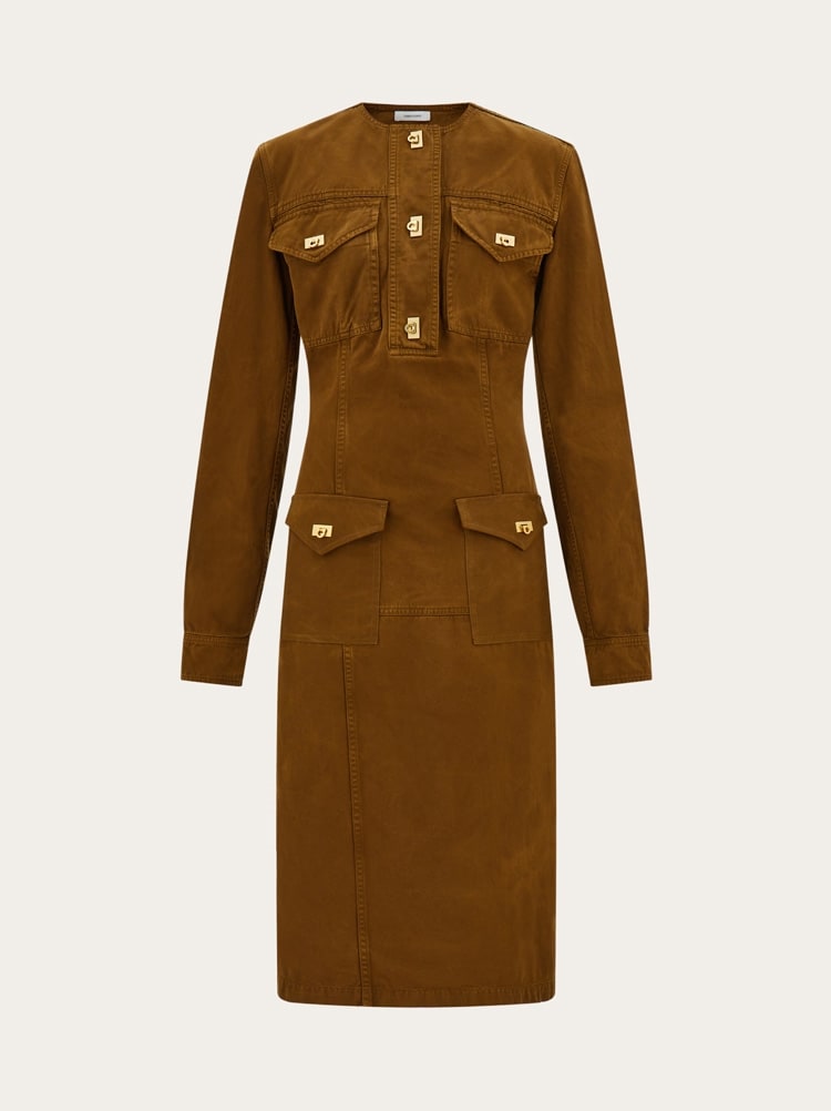 Abito midi in gabardina lavata Gallery image 1