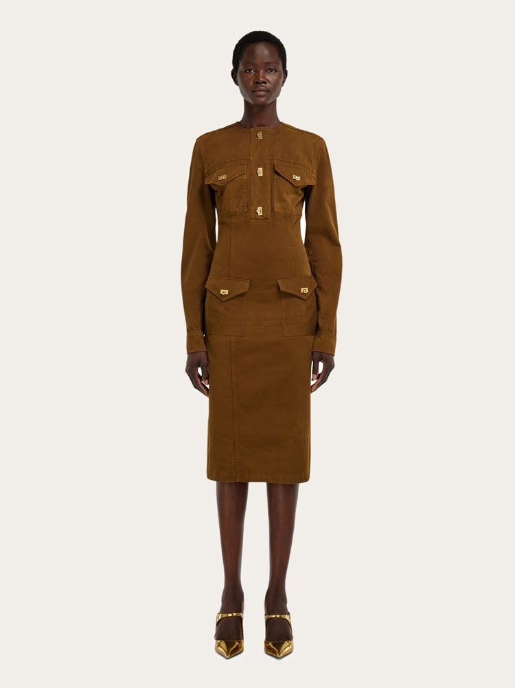 Abito midi in gabardina lavata Gallery image 2