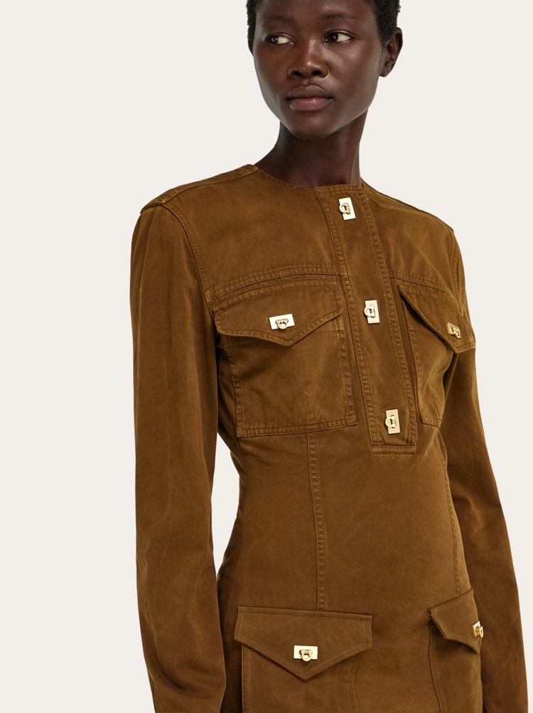 Abito midi in gabardina lavata Gallery image 4