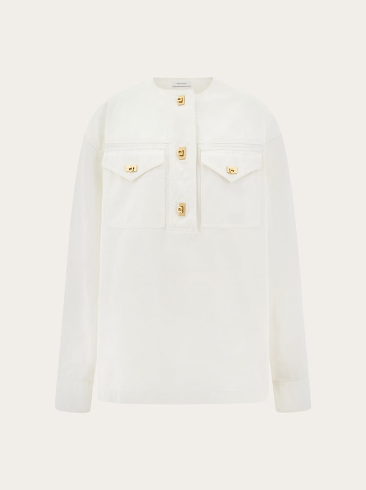 Camisa de gabardina lavada Gallery image 1