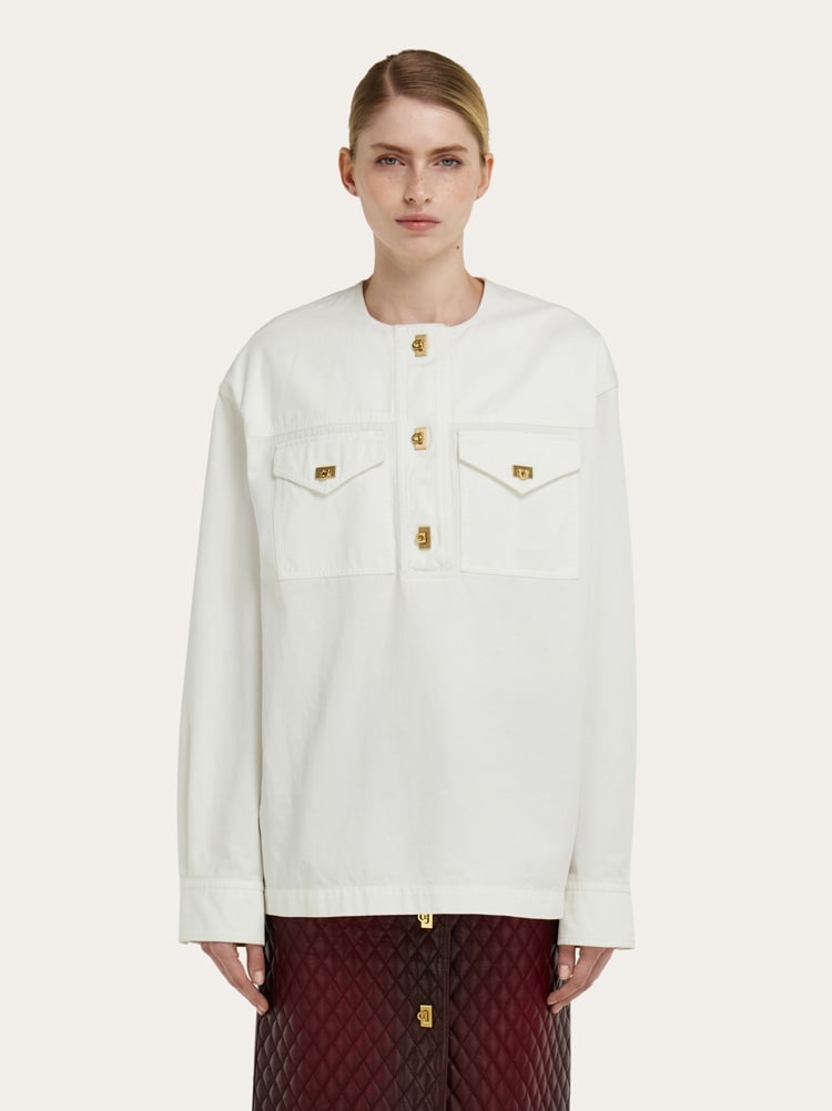 Camisa de gabardina lavada Gallery image 2