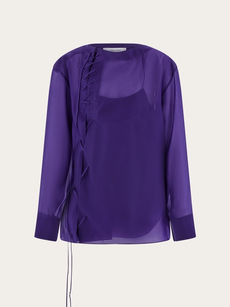 Organza blouse with string tie detail Gallery image 1