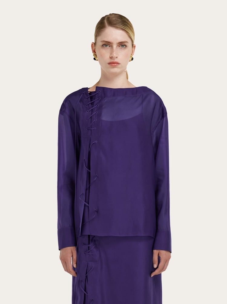 Organza blouse with string tie detail Gallery image 2