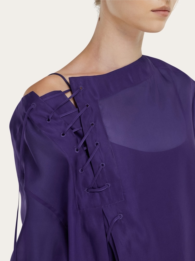 Organza blouse with string tie detail Gallery image 4