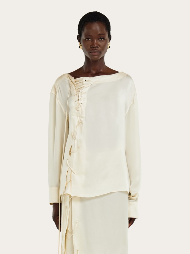 Blusa in raso con nastri Gallery image 1