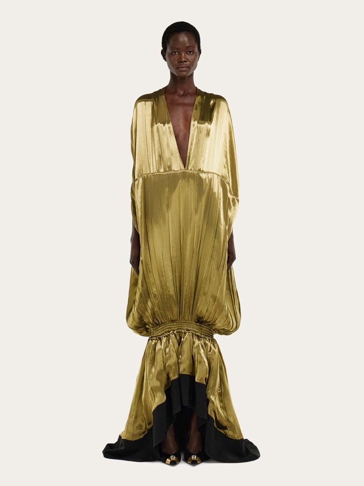 Abito lungo in lamé fluido Gallery image 2