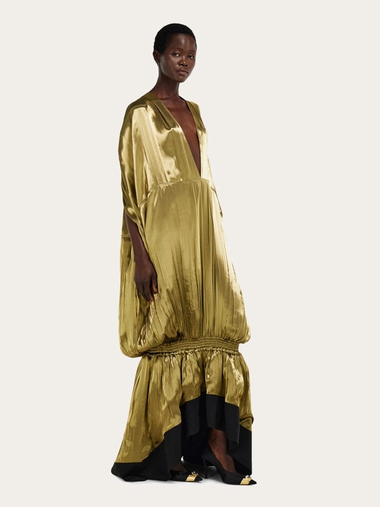Abito lungo in lamé fluido Gallery image 7