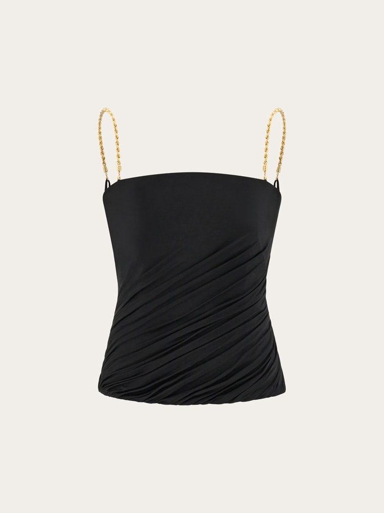 Gathered top with chain detail Gallery image 1