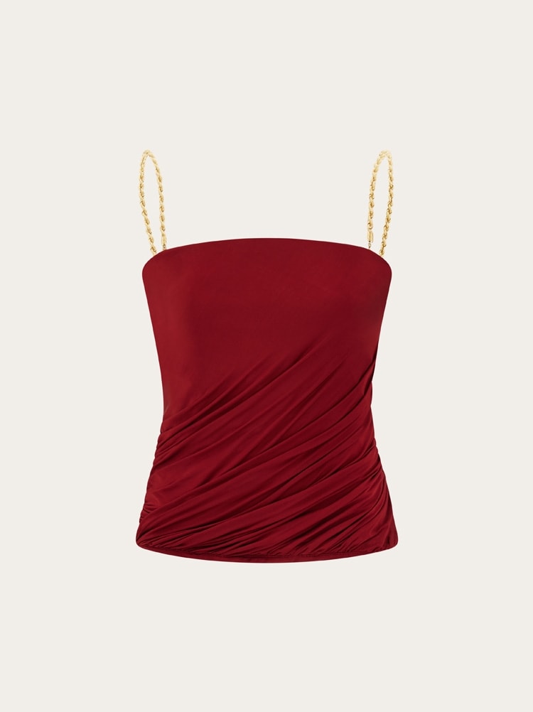 Gathered top with chain detail Gallery image 1