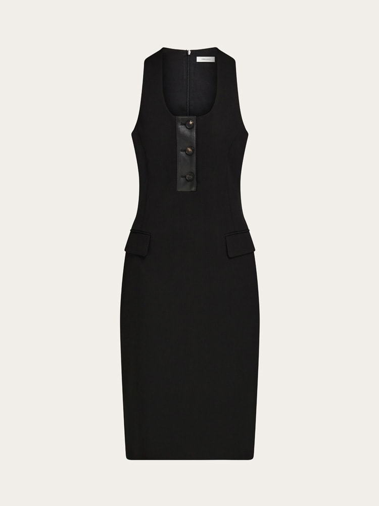 Halterneck dress with leather buttons Gallery image 1