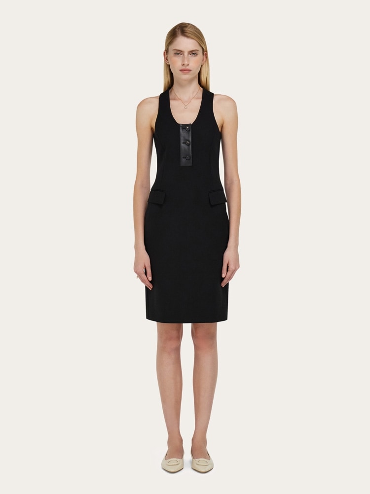 Halterneck dress with leather buttons Gallery image 2