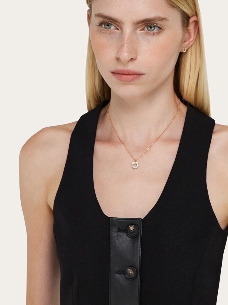 Halterneck dress with leather buttons Gallery image 4