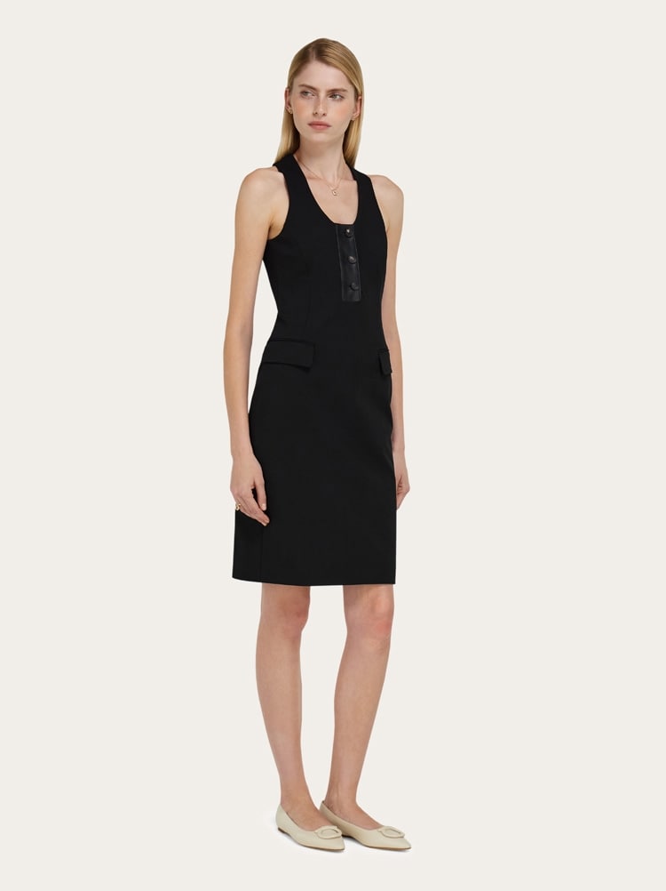 Halterneck dress with leather buttons Gallery image 5