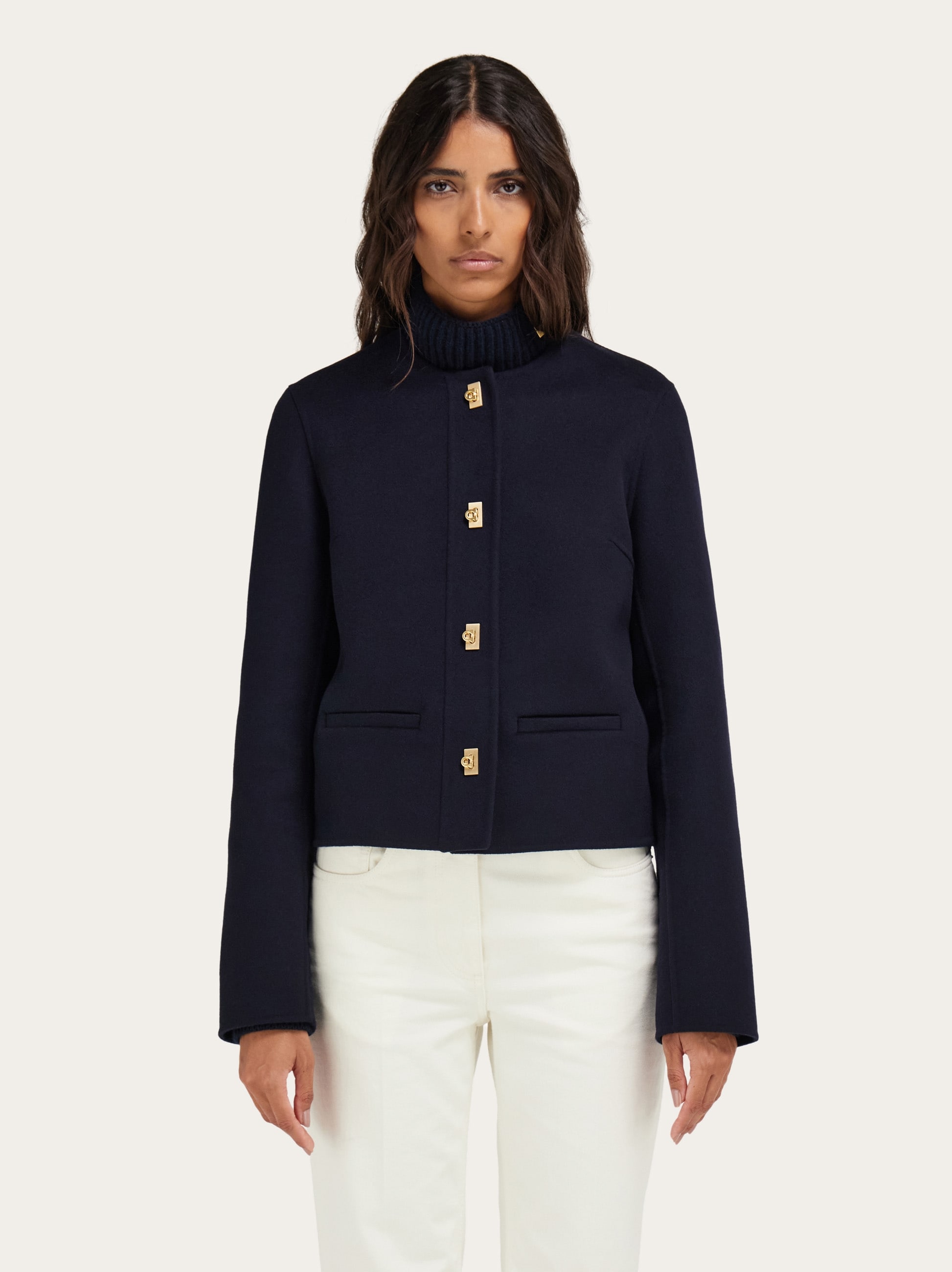 Boxy jacket with Gancini buttons - Women | Ferragamo