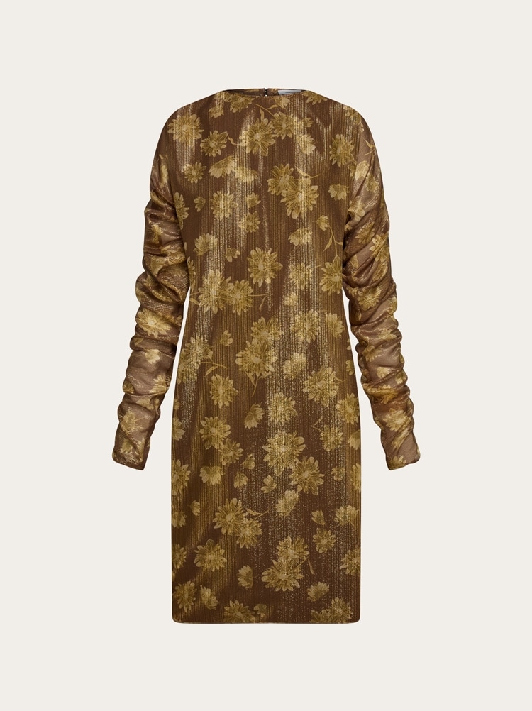 Silk lamé midi dress Gallery image 1