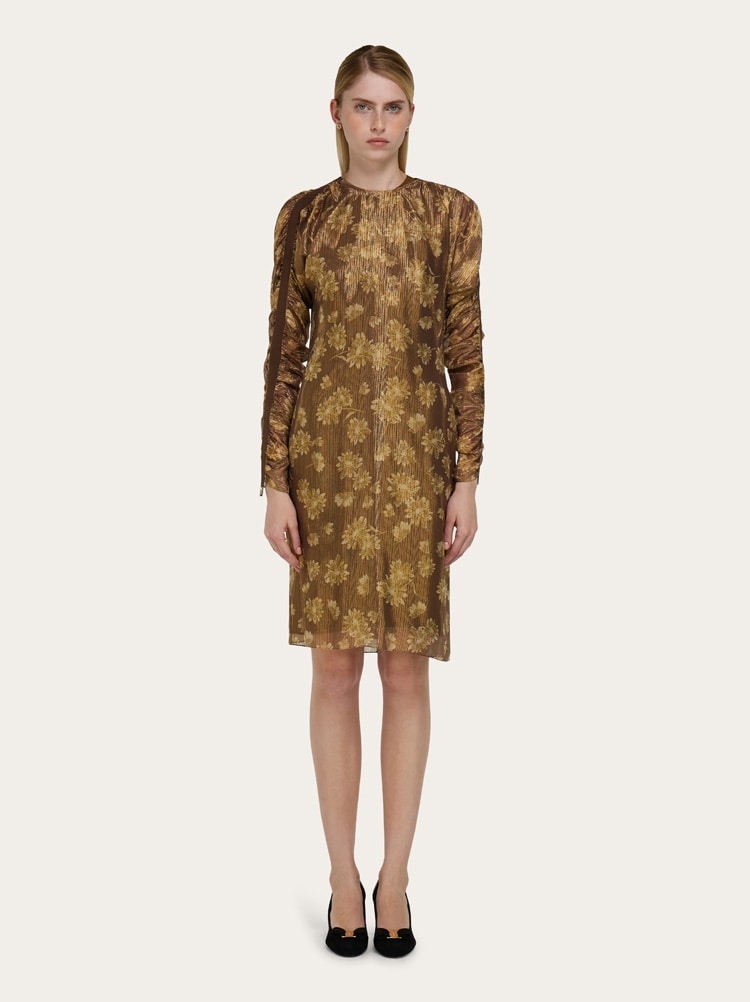 Silk lamé midi dress Gallery image 2