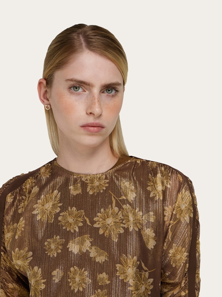 Silk lamé midi dress Gallery image 4