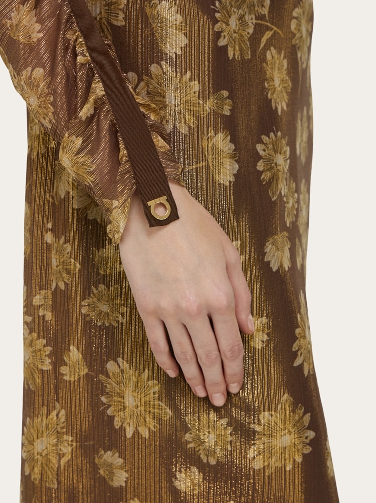 Silk lamé midi dress Gallery image 5