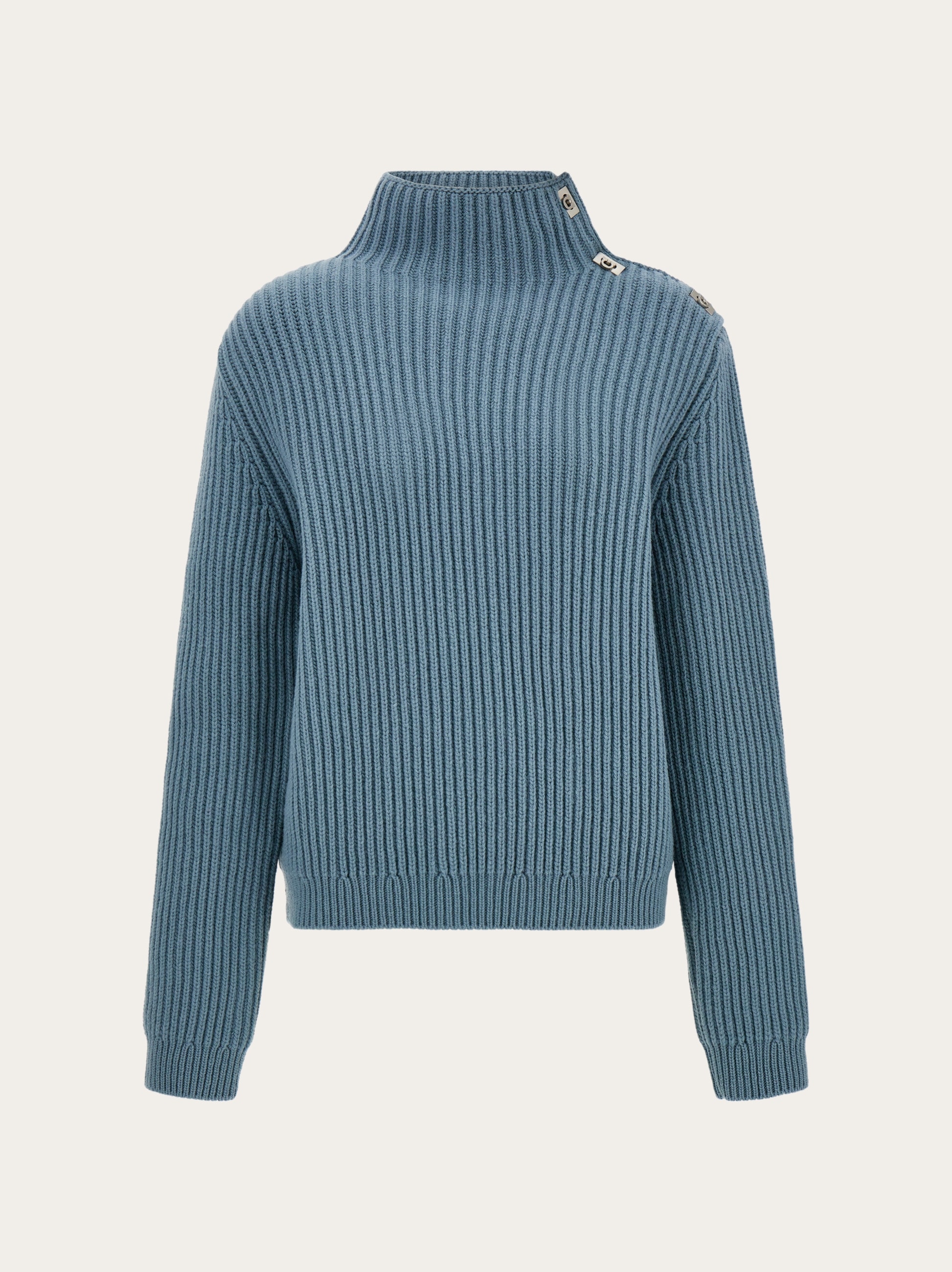 Knitted mock neck sweater with Gancini detail - Women | Ferragamo