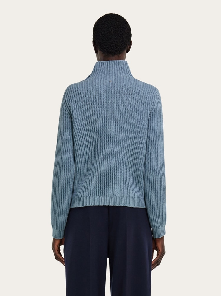 Knitted mock neck sweater with Gancini detail Gallery image 3