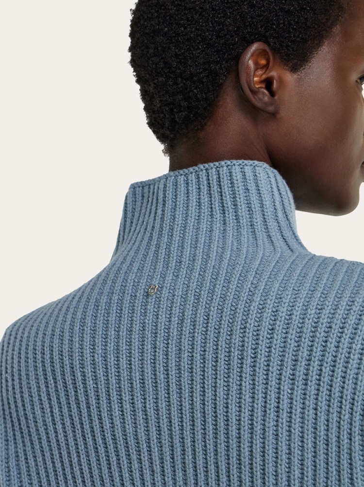 Knitted mock neck sweater with Gancini detail Gallery image 5