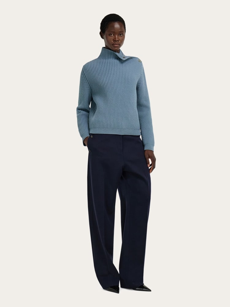 Knitted mock neck sweater with Gancini detail Gallery image 6