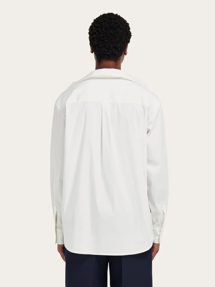Stretch poplin cotton shirt with adjustable collar Gallery image 11