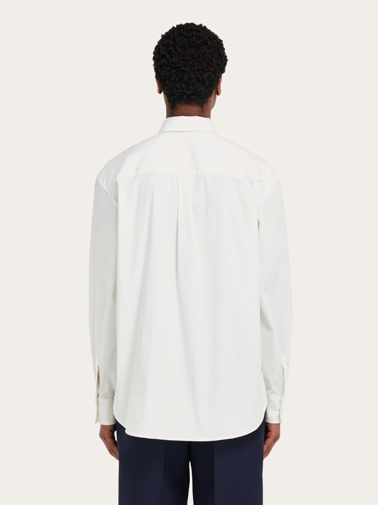 Stretch poplin cotton shirt with adjustable collar Gallery image 3