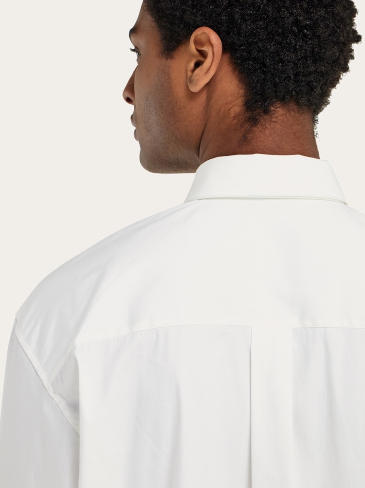 Stretch poplin cotton shirt with adjustable collar Gallery image 5