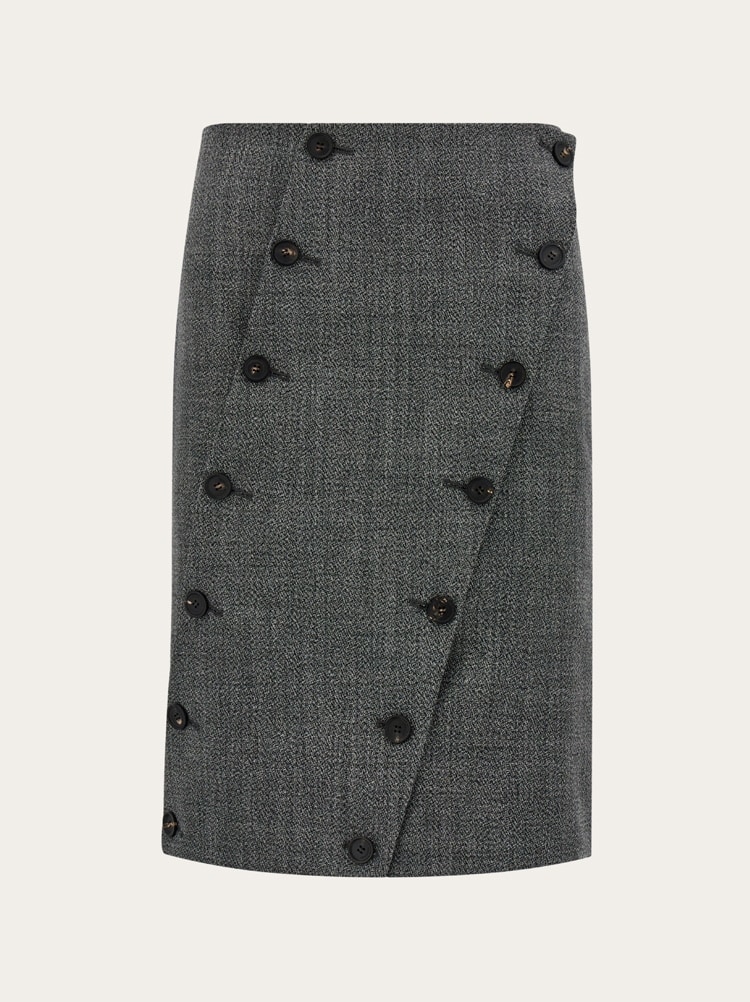 Straight cut skirt with button detail Gallery image 1