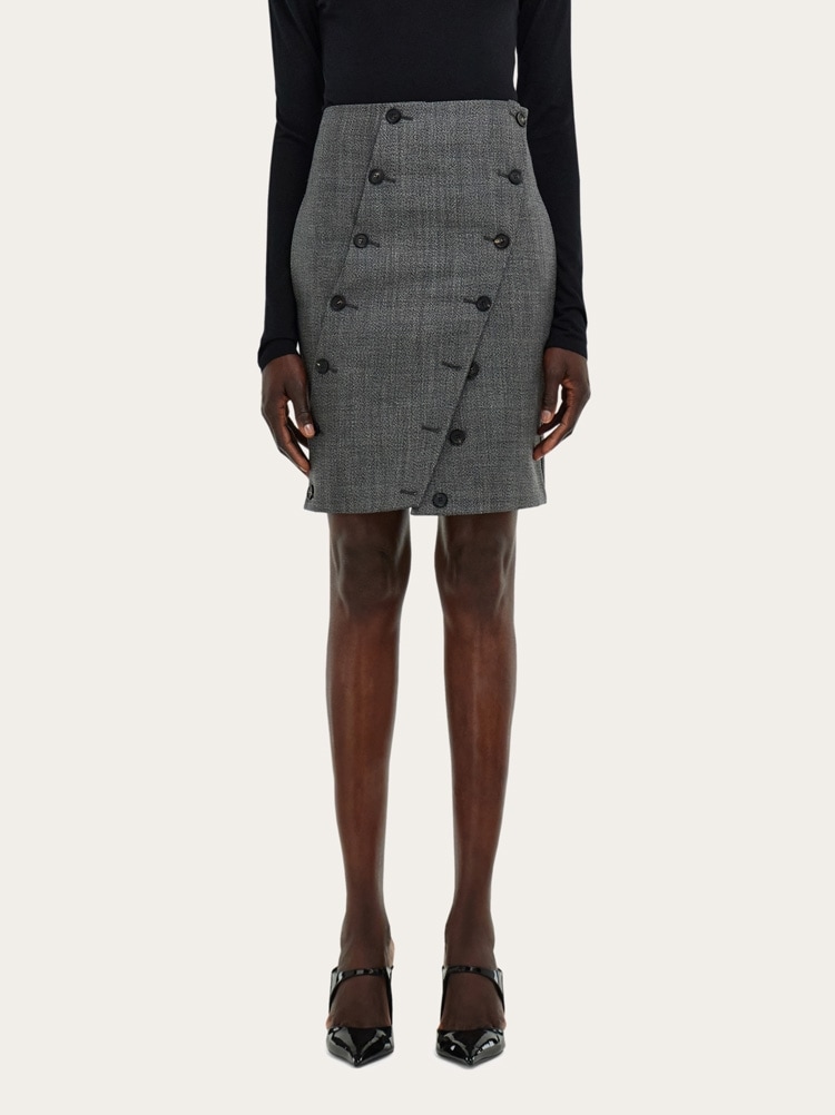 Straight cut skirt with button detail Gallery image 2