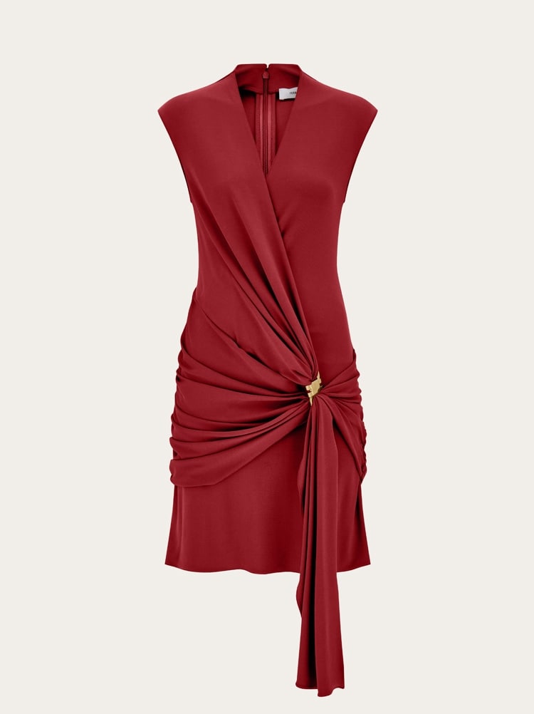 Viscose mini dress with gathered waist Gallery image 1