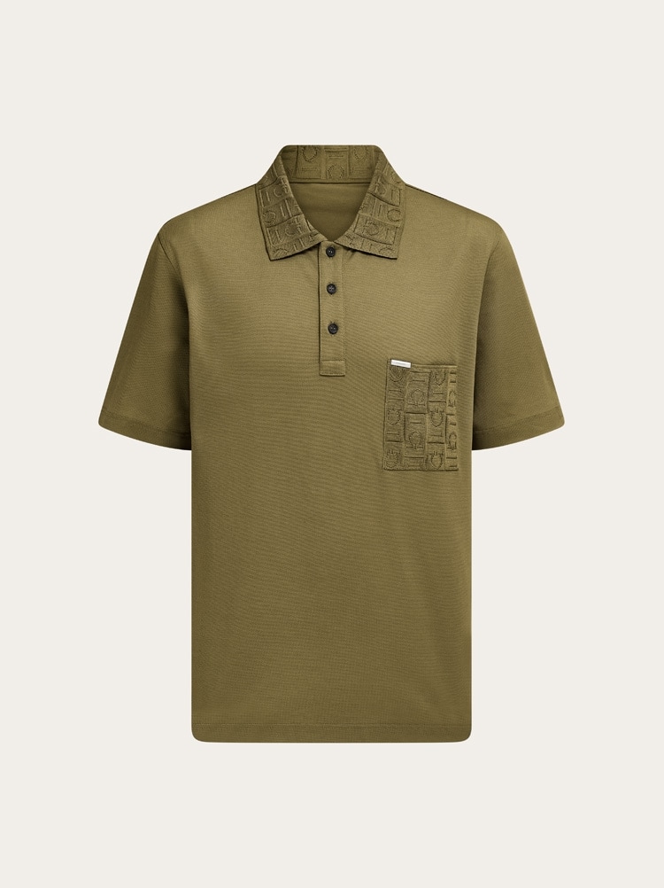 Short-sleeved polo shirt with pocket detail Gallery image 1