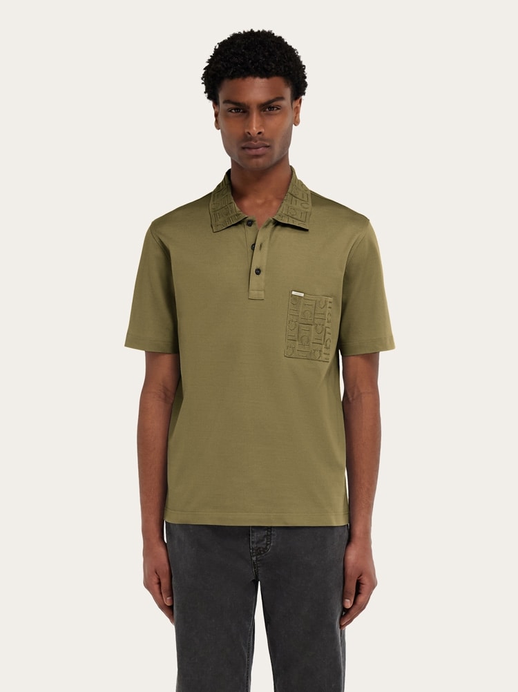 Short-sleeved polo shirt with pocket detail Gallery image 2