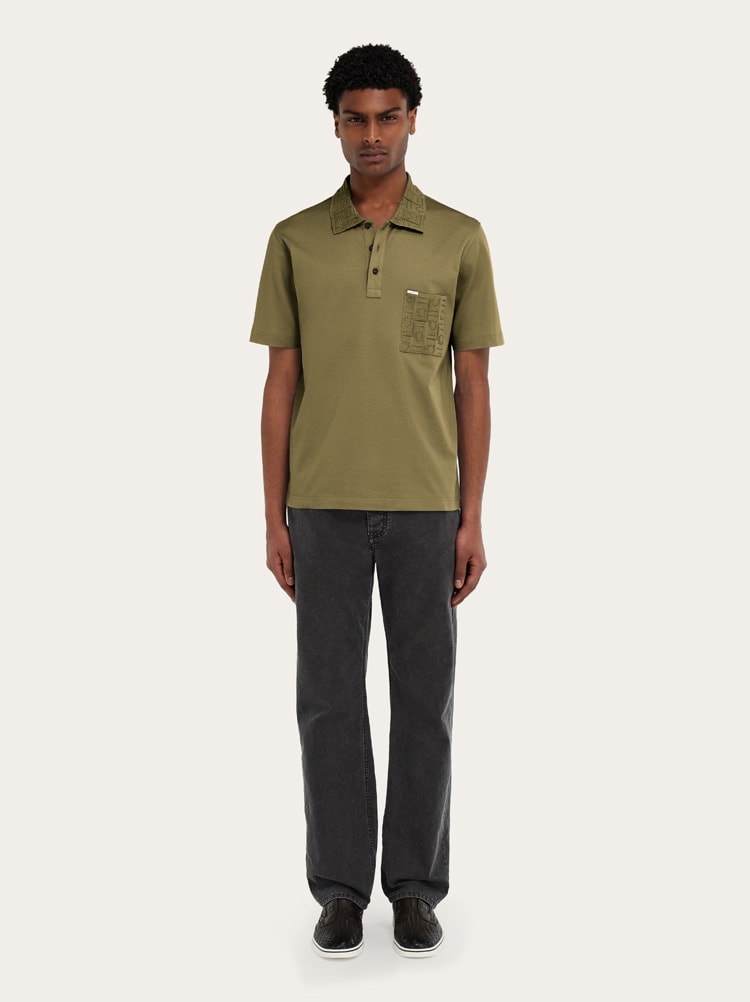 Short-sleeved polo shirt with pocket detail Gallery image 5