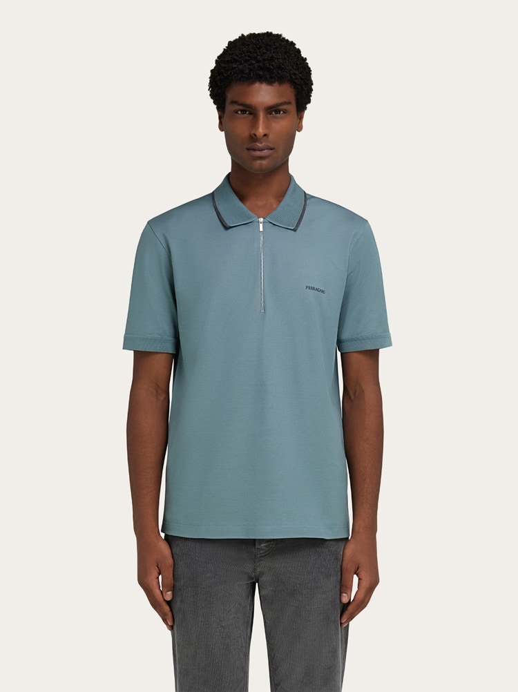 Cotton polo shirt with zip detail Gallery image 2