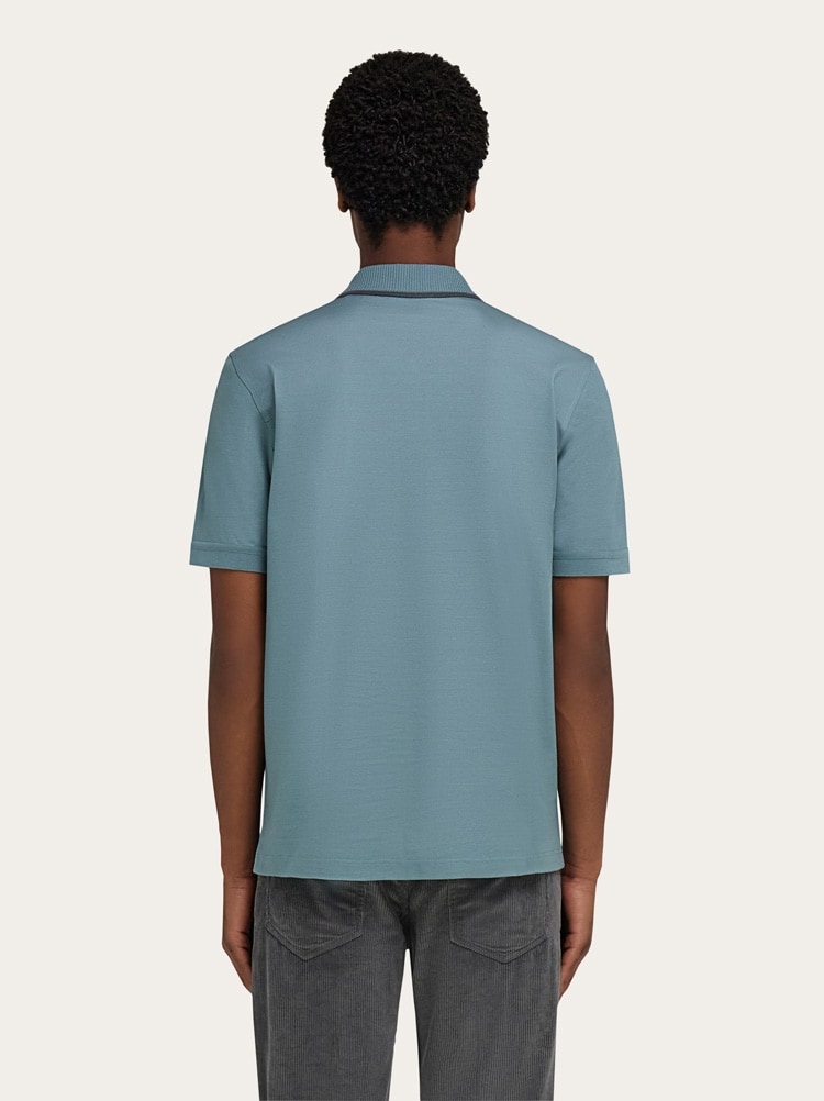 Cotton polo shirt with zip detail Gallery image 3