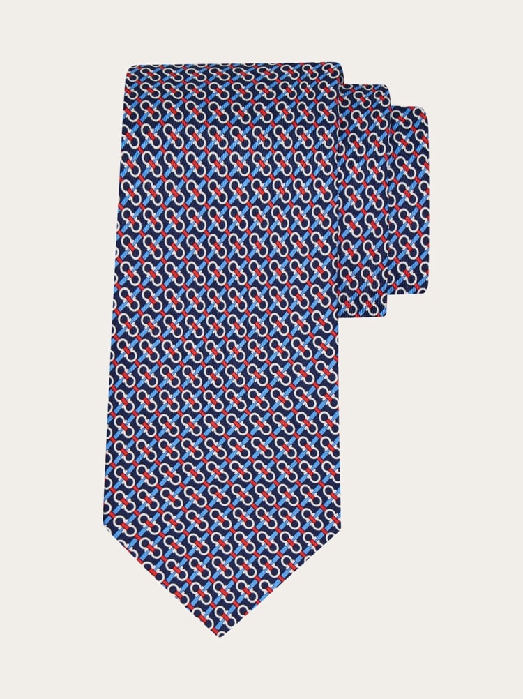 Gancini print silk tie Gallery image 1