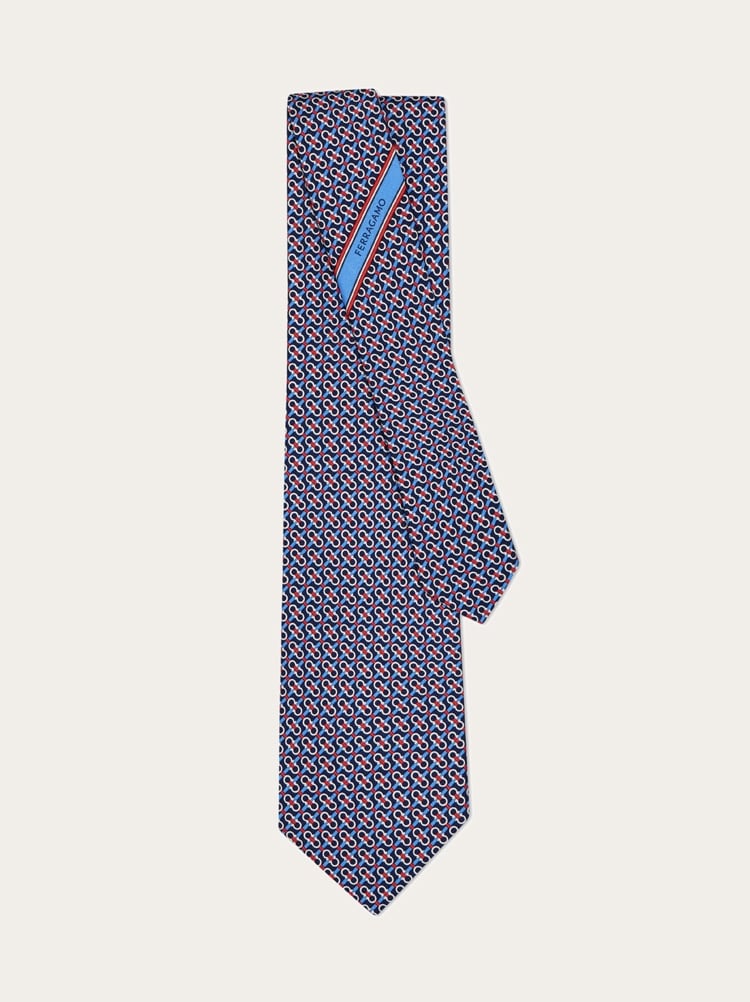 Gancini print silk tie Gallery image 3