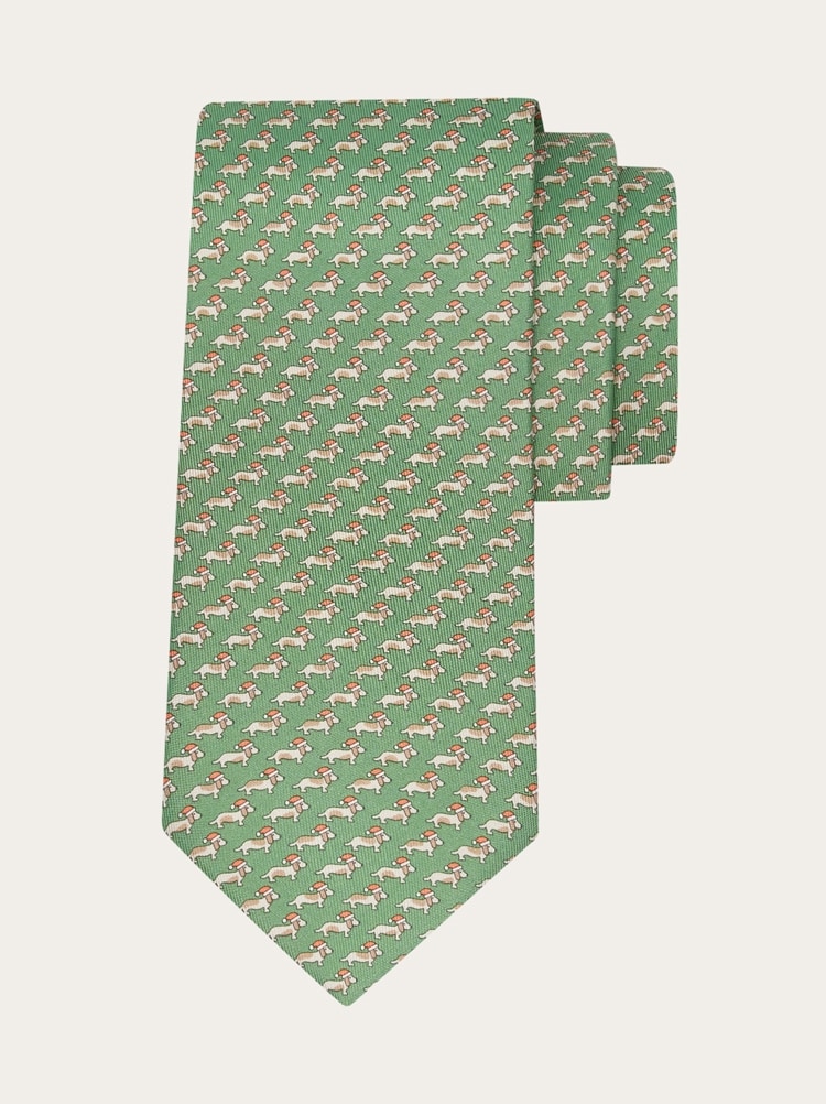 Dachshund print silk tie Gallery image 1