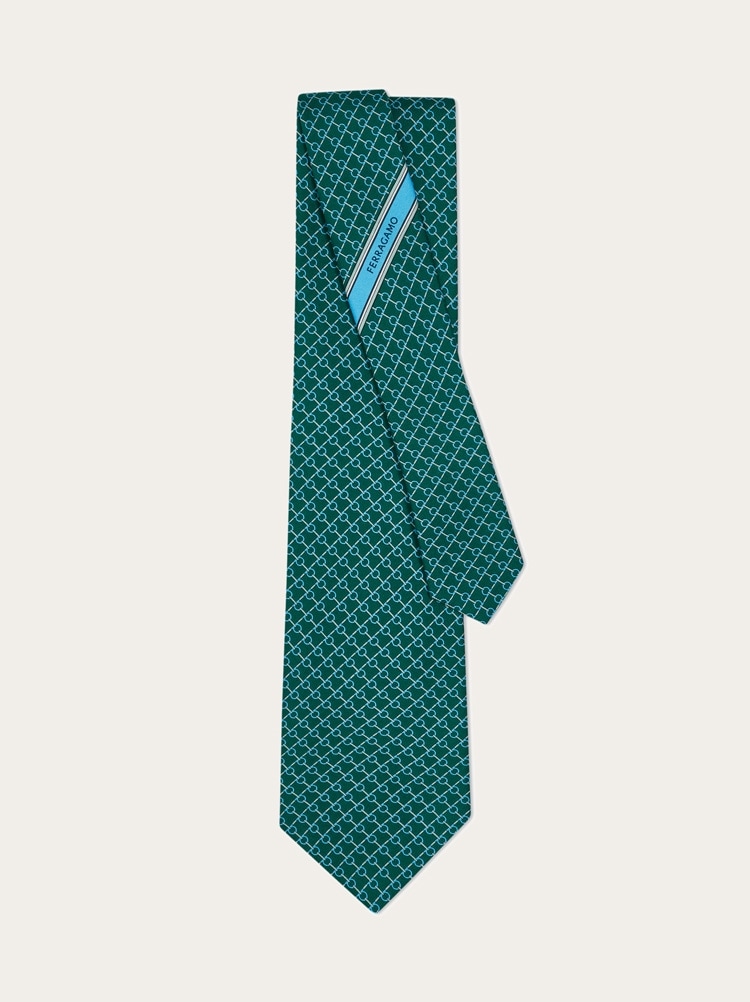 Square print silk tie Gallery image 3