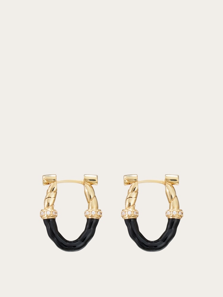 Boucle d'oreille cercle avec laque (S) Gallery image 1
